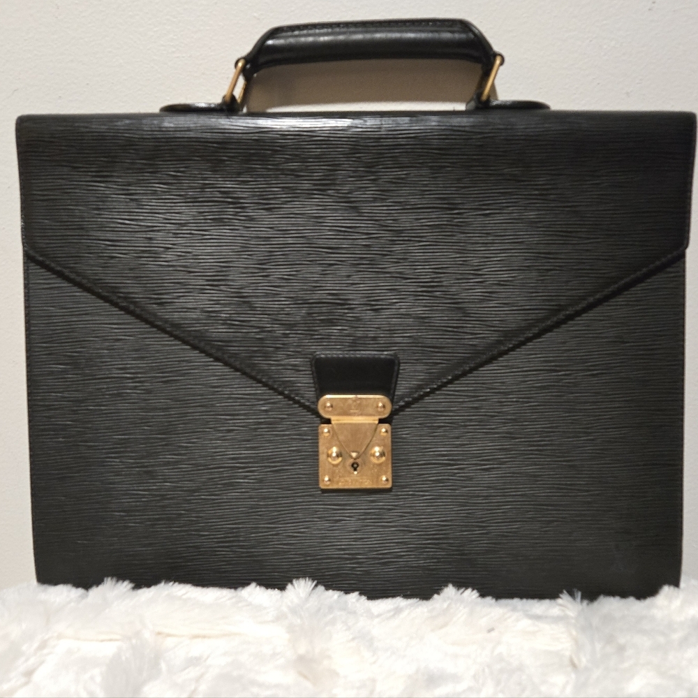 Louis Vuitton Serviette Ambassadeur Briefcase in Black Epi Leather SR0012